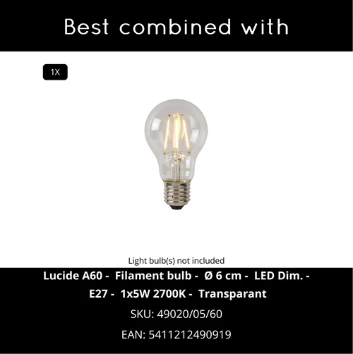 Lucide MAGIUS - Lampe de table - Ø 28 cm - 1xE27 - Naturel - CROSSSELL